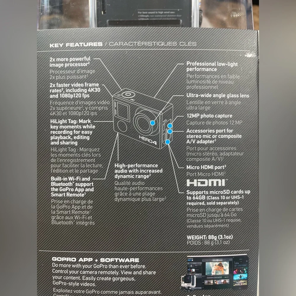 NEW NIB GOPRO 4 BLACK EDITION 4K DESCRIPTION IN PHOTOS